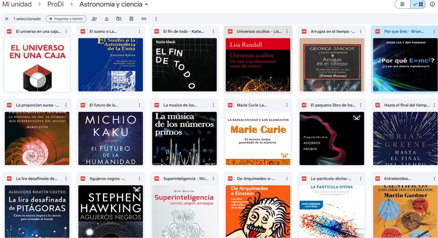 Carpeta real de Astronomía y ciencia — más títulos