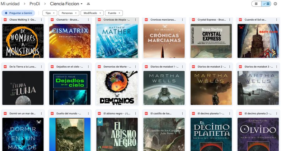 Carpeta real de Ciencia Ficcion en Drive