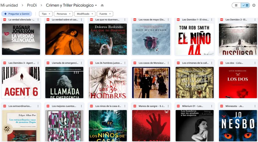 Carpeta real de Crimen y Triller Psicologico en Drive