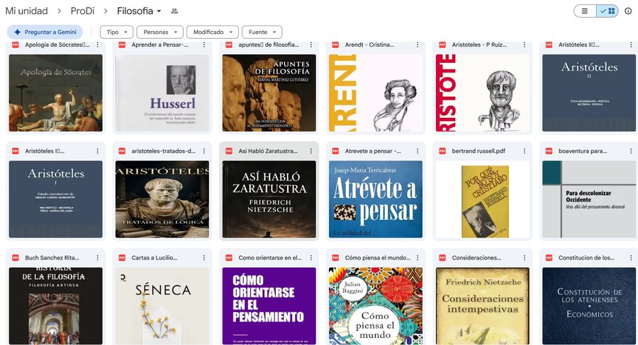 Carpeta real de Filosofia en Drive
