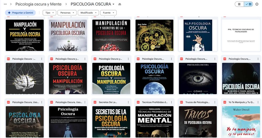 Carpeta real de Psicologia oscura y Mente en Drive