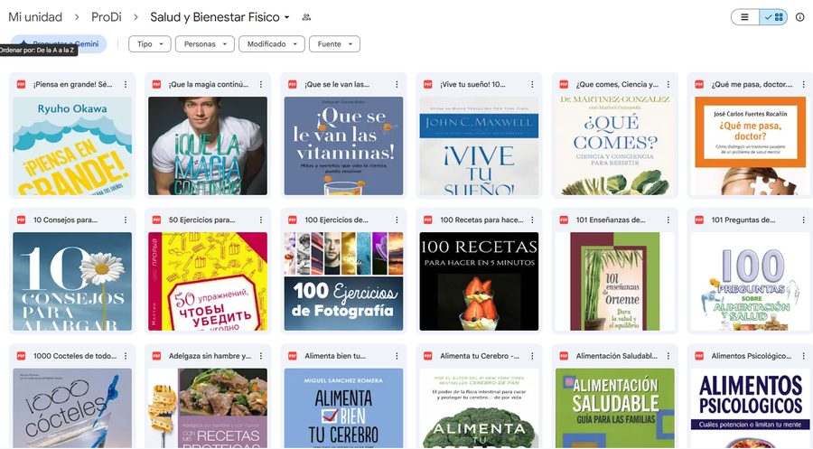 Carpeta real de Salud y Bienestar Fisico en Drive