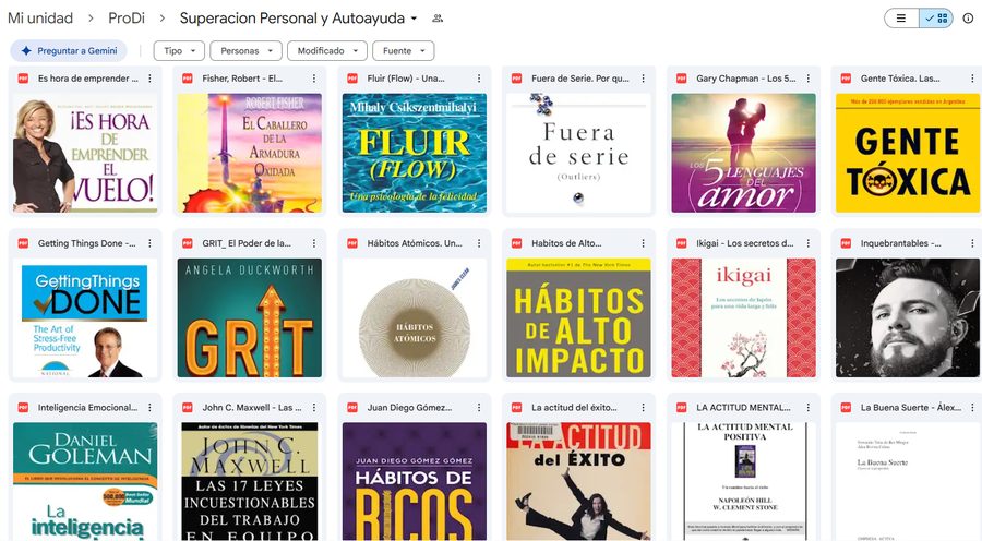 Carpeta real de Superacion Personal y Autoayuda en Drive
