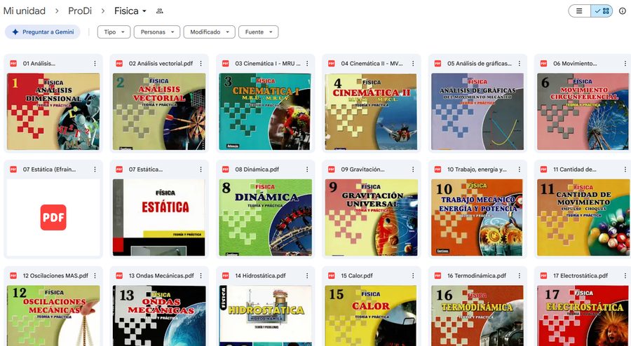Carpeta real de Fisica en Drive