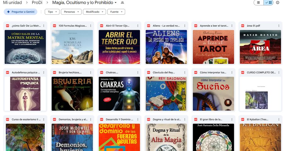 Carpeta real de Magia, Ocultismo y lo Prohibido en Drive