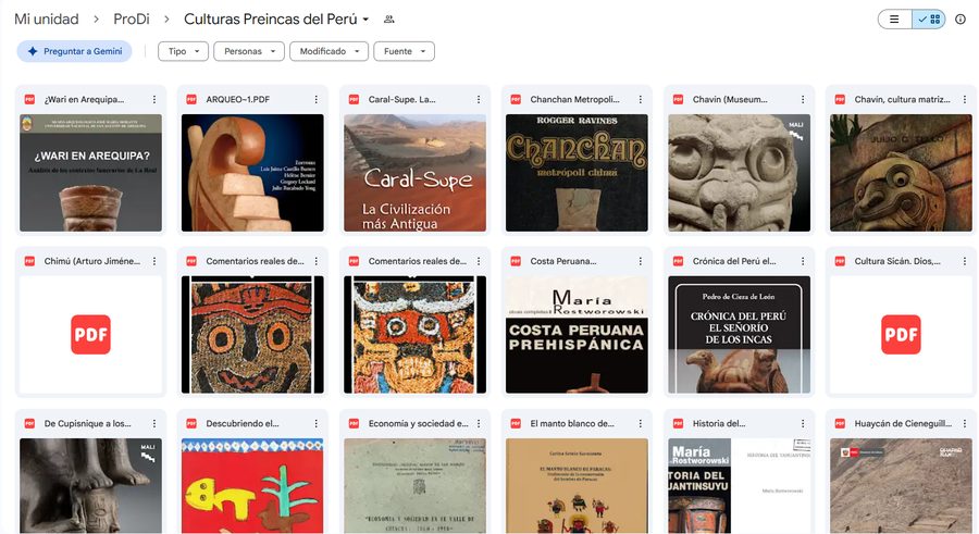 Carpeta real de Culturas Preincas del Perú en Drive