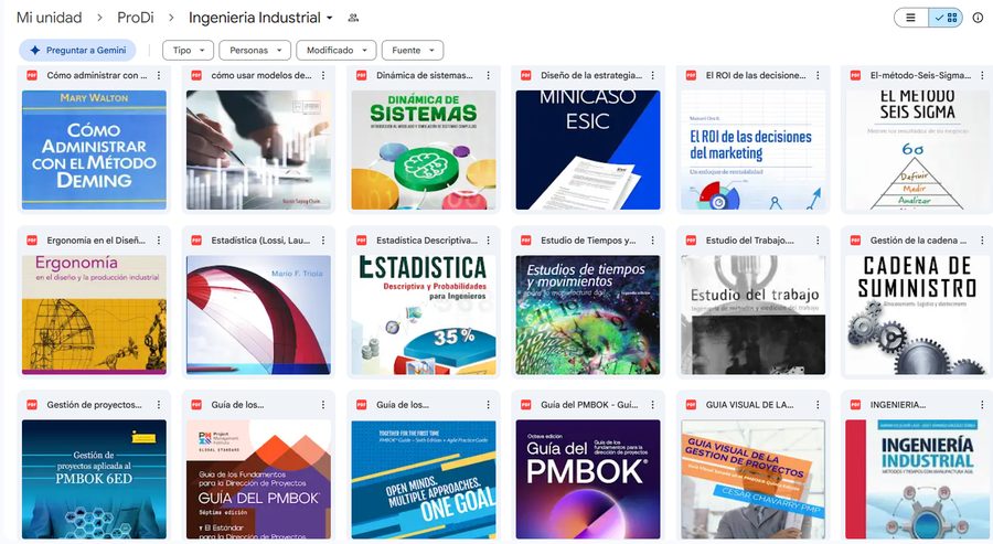 Carpeta real de Ingenieria Industrial en Drive