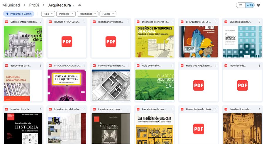 Carpeta real de Arquitectura en Drive