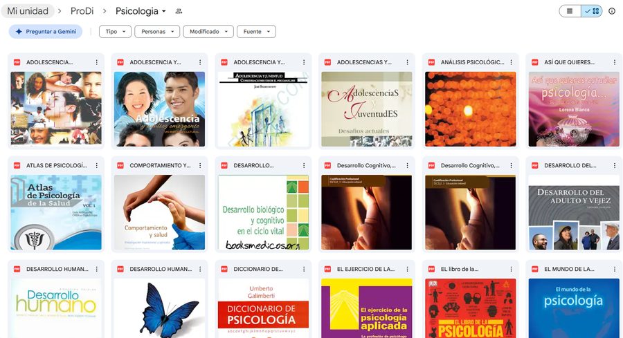Carpeta real de Psicologia en Drive