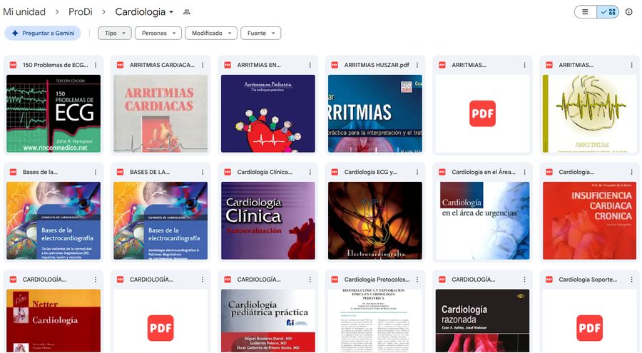 Carpeta real de Cardiologia en Drive