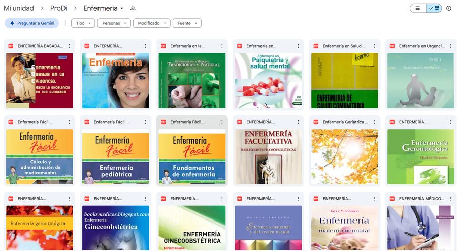 Carpeta real de Enfermeria en Drive