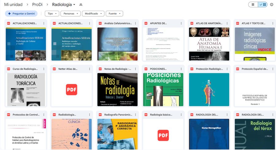 Carpeta real de Radiologia en Drive