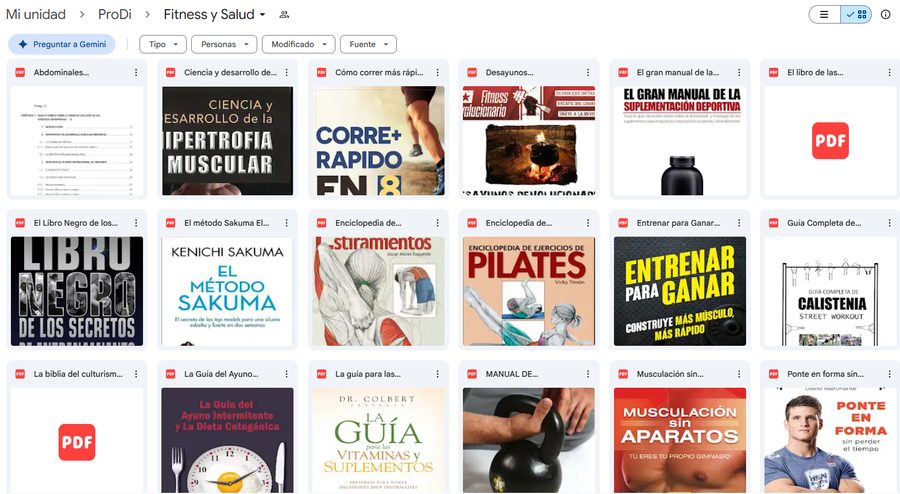 Carpeta real de Fitness y Salud en Drive