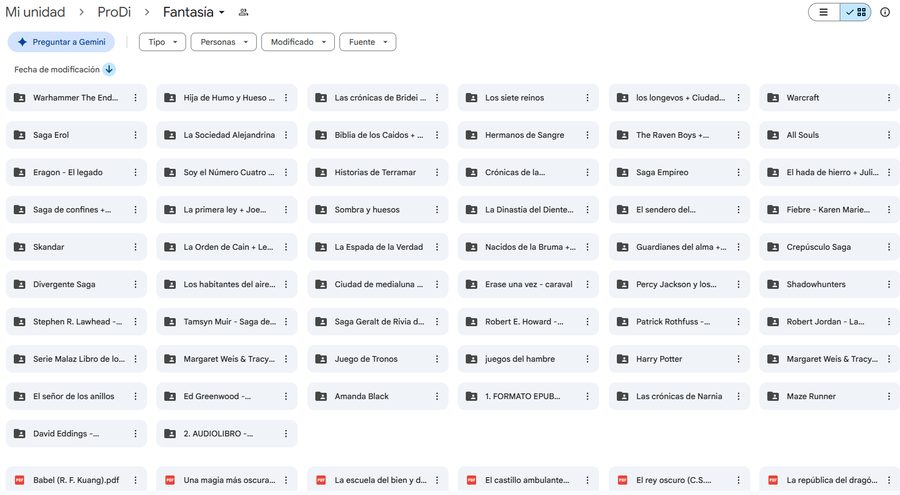 Carpeta Fantasía completa en Google Drive