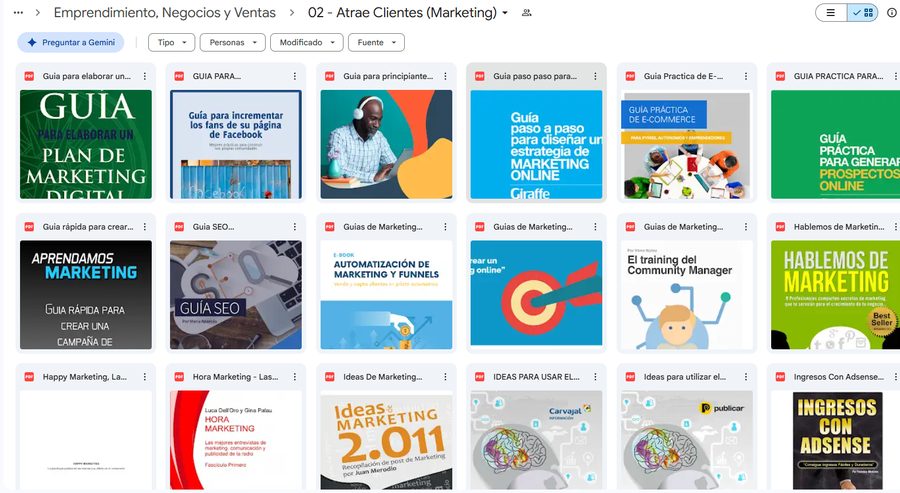 Carpeta real de Emprendimiento, Negocios y Ventas — más títulos