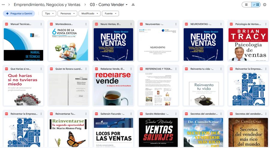 Carpeta real de Emprendimiento, Negocios y Ventas — más títulos