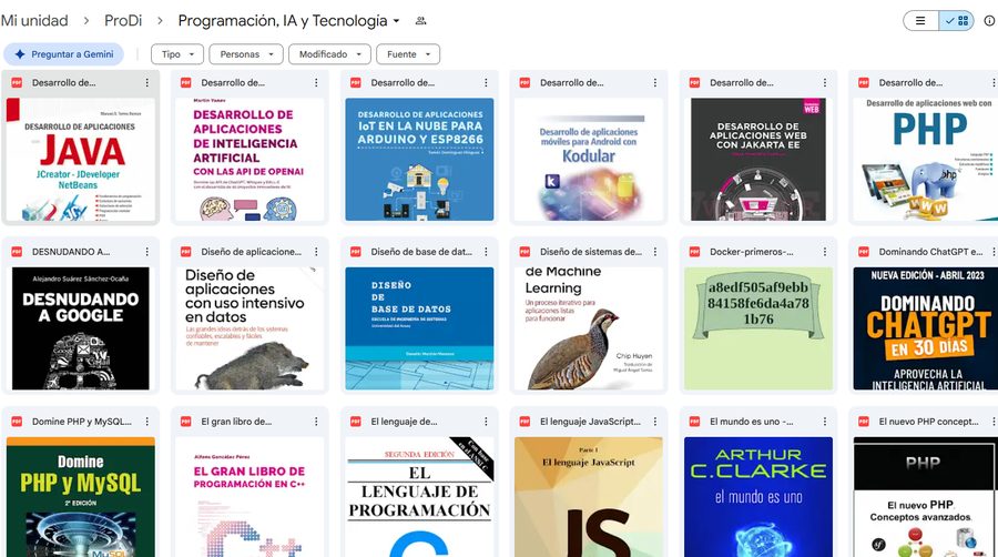 Carpeta real de Programación, IA y Tecnología — más títulos