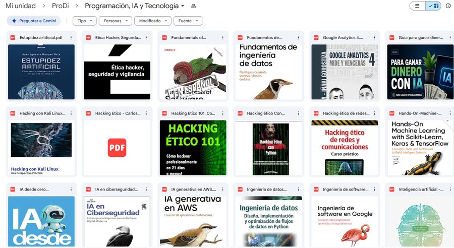 Carpeta real de Programación, IA y Tecnología — más títulos