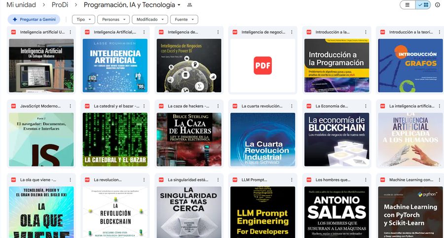 Carpeta real de Programación, IA y Tecnología — más títulos
