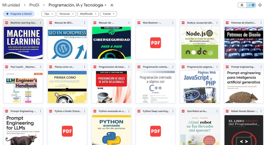 Carpeta real de Programación, IA y Tecnología — más títulos