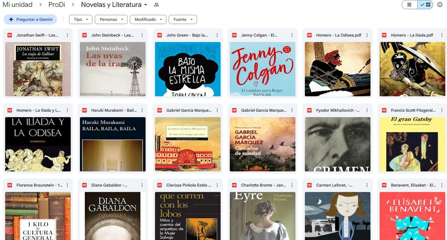 Carpeta real de Novelas y Literatura — vista 1