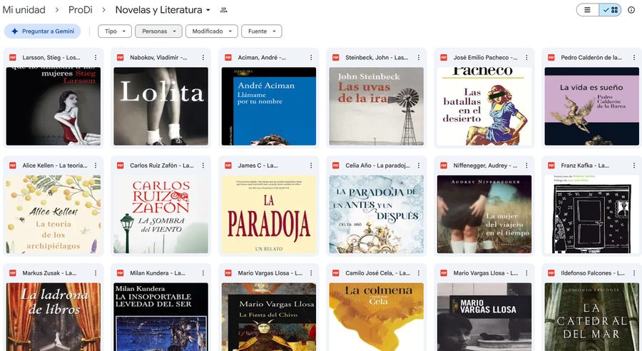 Carpeta real de Novelas y Literatura — vista 2