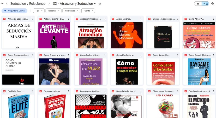 Carpeta real de Seducción y Relaciones — más títulos