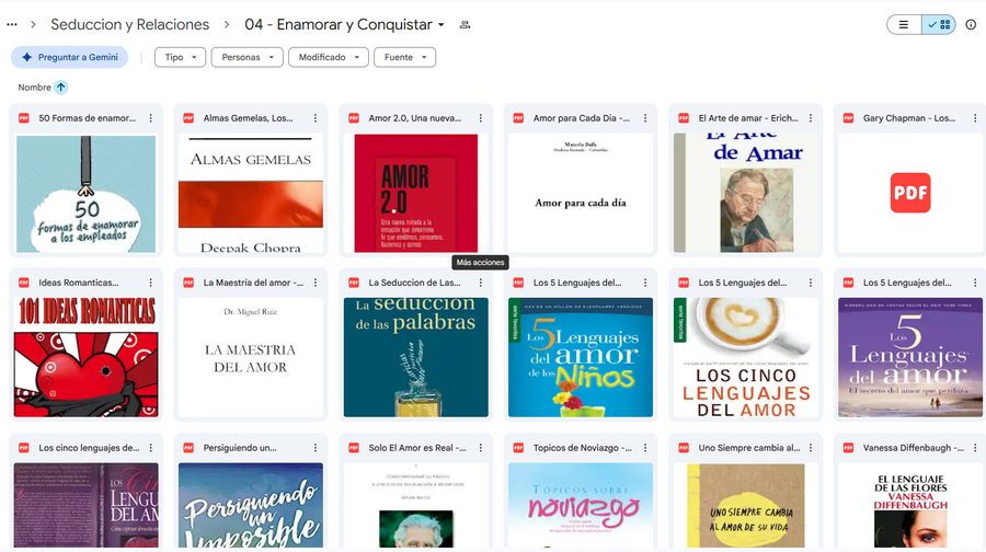 Carpeta real de Seducción y Relaciones — más títulos