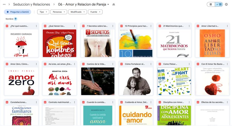 Carpeta real de Seducción y Relaciones — más títulos