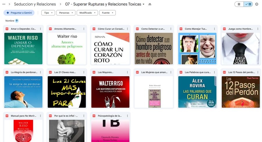 Carpeta real de Seducción y Relaciones — más títulos